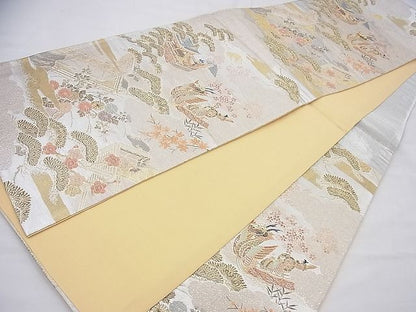 平和屋着物◎六通柄袋帯 唐織 風景花文 金銀糸 逸品 BAAI6486th