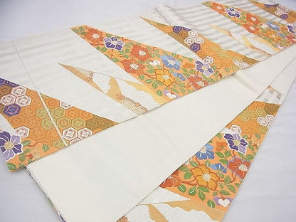 平和屋着物◎六通柄袋帯 唐織 草花文 金銀糸 逸品 BAAJ0013th