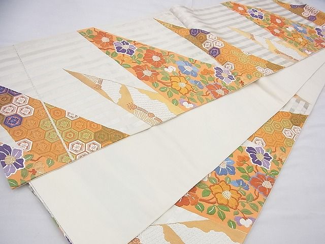 平和屋着物◎六通柄袋帯 唐織 草花文 金銀糸 逸品 BAAJ0013th