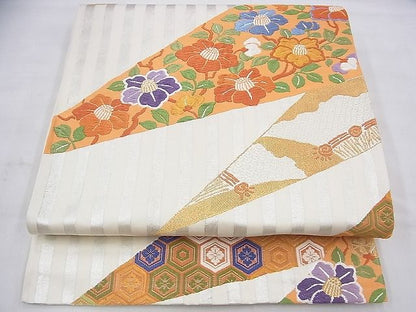 平和屋着物◎六通柄袋帯 唐織 草花文 金銀糸 逸品 BAAJ0013th