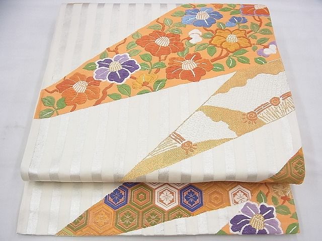 平和屋着物◎六通柄袋帯 唐織 草花文 金銀糸 逸品 BAAJ0013th
