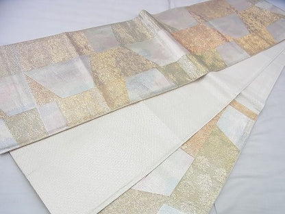 平和屋着物◎佐賀錦 六通柄袋帯 切嵌花文 金銀糸 逸品 BAAJ0045th
