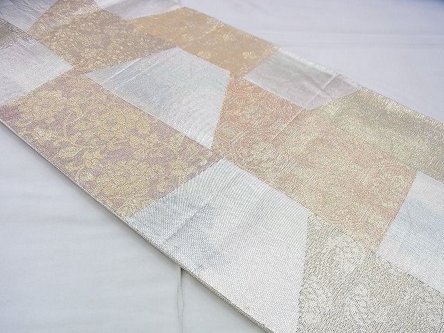 平和屋着物◎佐賀錦 六通柄袋帯 切嵌花文 金銀糸 逸品 BAAJ0045th