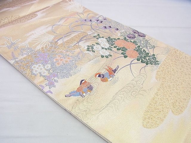 平和屋着物◎六通柄袋帯 唐織 日本屏風紋 金糸 逸品 BAAJ0077th