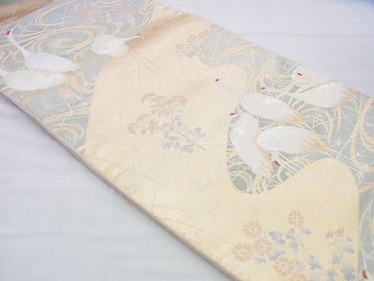 平和屋着物◎六通柄袋帯 群鶴 金銀糸 逸品 BAAJ0078th