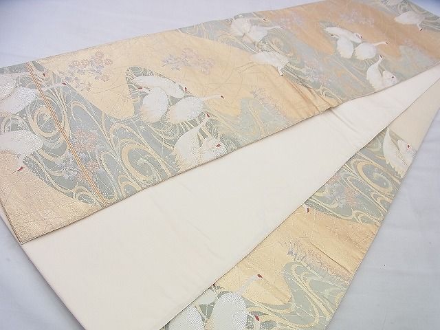 平和屋着物◎六通柄袋帯 群鶴 金銀糸 逸品 BAAJ0078th