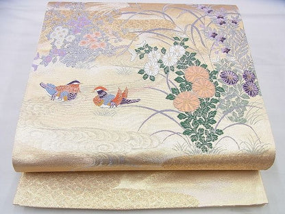 平和屋着物◎六通柄袋帯 唐織 日本屏風紋 金糸 逸品 BAAJ0077th