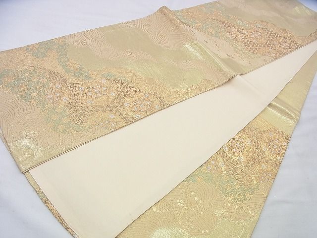 平和屋着物◎六通柄袋帯 道長花文 金糸 逸品 BAAJ0079th