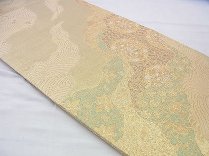 平和屋着物◎六通柄袋帯 道長花文 金糸 逸品 BAAJ0079th