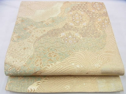 平和屋着物◎六通柄袋帯 道長花文 金糸 逸品 BAAJ0079th