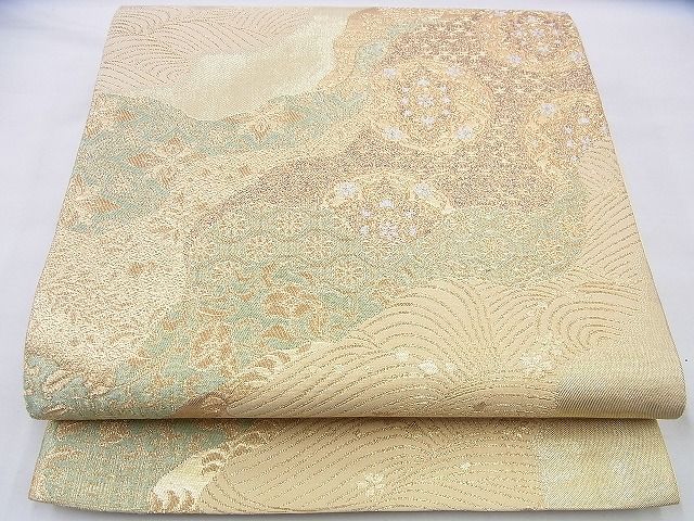 平和屋着物◎六通柄袋帯 道長花文 金糸 逸品 BAAJ0079th