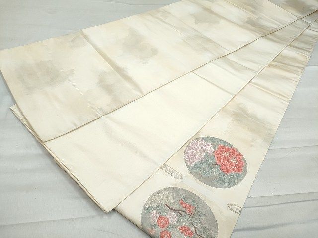 平和屋着物◎六通太鼓柄袋帯 唐織 天井花丸文 逸品 DAAG3947ea