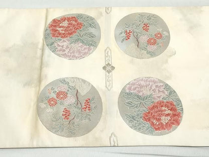 平和屋着物◎六通太鼓柄袋帯 唐織 天井花丸文 逸品 DAAG3947ea