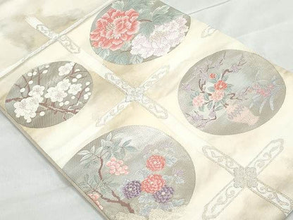 平和屋着物◎六通太鼓柄袋帯 唐織 天井花丸文 逸品 DAAG3947ea