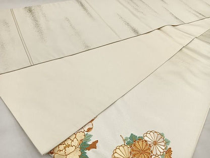 平和屋着物■太鼓柄袋帯 総刺繍 菊牡丹文 金糸 逸品 BAAI7932ea