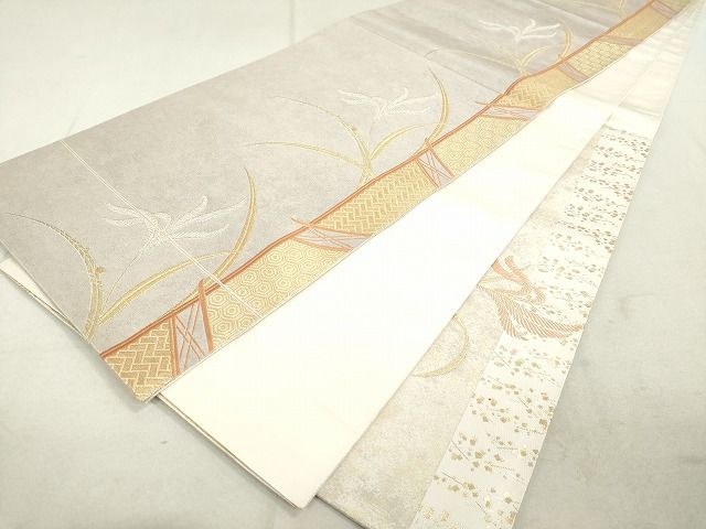 平和屋着物◎六通太鼓柄袋帯 草葉文 金糸 逸品 DAAH9702tw