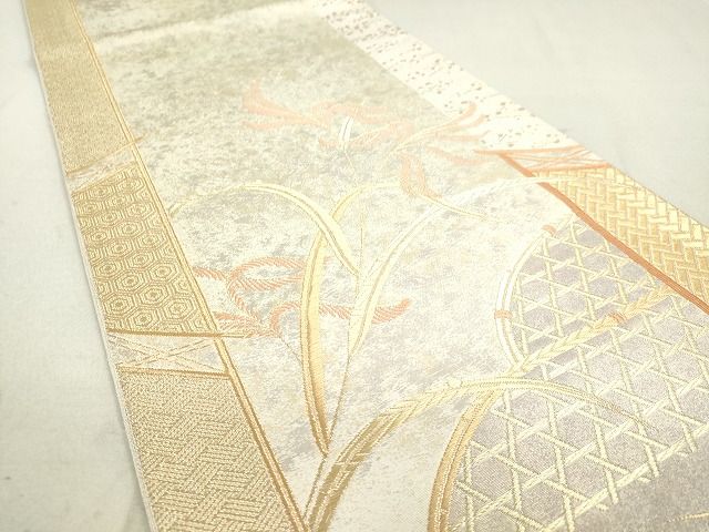 平和屋着物◎六通太鼓柄袋帯 草葉文 金糸 逸品 DAAH9702tw