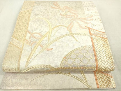 平和屋着物◎六通太鼓柄袋帯 草葉文 金糸 逸品 DAAH9702tw