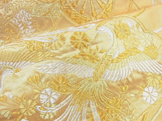 平和屋着物◎六通柄袋帯 鳳凰檜扇花文 金銀糸 逸品 BAAI5942jm