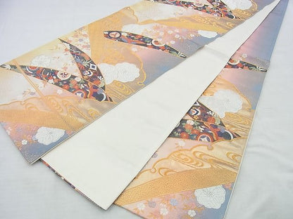 平和屋着物◎西陣 六通柄袋帯 唐織 雪輪慶長文 金銀糸 逸品 BAAI5944jm
