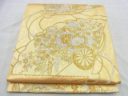 平和屋着物◎六通柄袋帯 鳳凰檜扇花文 金銀糸 逸品 BAAI5942jm