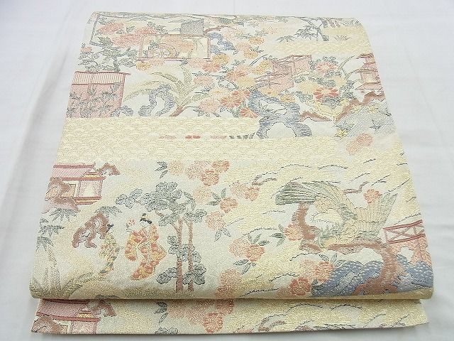 平和屋着物◎佐賀錦 六通柄袋帯 鳳凰桃山文様 金糸 逸品 BAAI5940jm