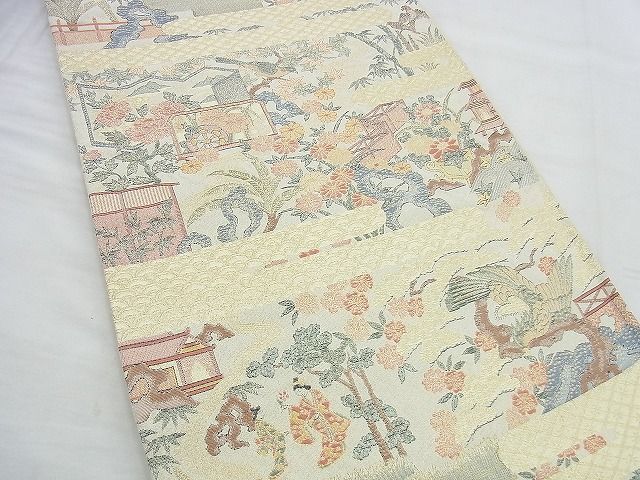 平和屋着物◎佐賀錦 六通柄袋帯 鳳凰桃山文様 金糸 逸品 BAAI5940jm