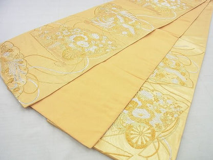 平和屋着物◎六通柄袋帯 鳳凰檜扇花文 金銀糸 逸品 BAAI5942jm