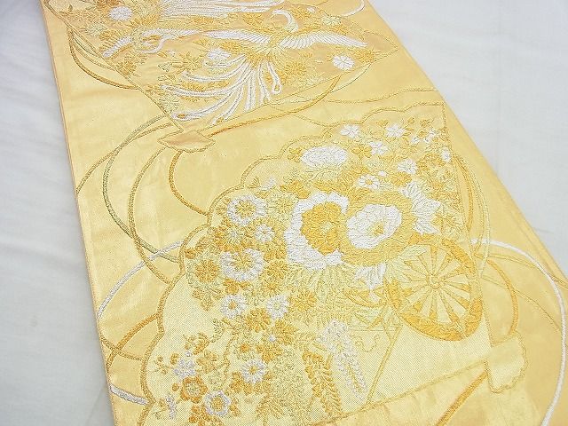 平和屋着物◎六通柄袋帯 鳳凰檜扇花文 金銀糸 逸品 BAAI5942jm