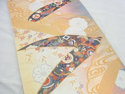 平和屋着物◎西陣 六通柄袋帯 唐織 雪輪慶長文 金銀糸 逸品 BAAI5944jm