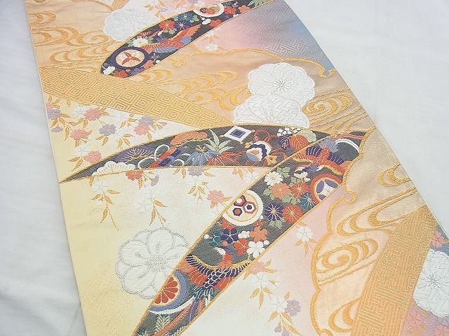 平和屋着物◎西陣 六通柄袋帯 唐織 雪輪慶長文 金銀糸 逸品 BAAI5944jm