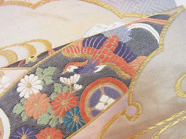 平和屋着物◎西陣 六通柄袋帯 唐織 雪輪慶長文 金銀糸 逸品 BAAI5944jm