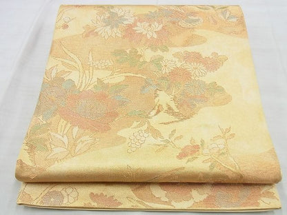 平和屋着物◎西陣 宮田織物謹製 六通柄袋帯 花鳥文 金糸 逸品 BAAI5952jm