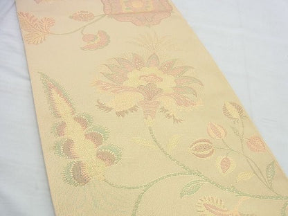 平和屋着物◎全通柄 本袋帯 花唐草文 金糸 逸品 BAAI5953jm