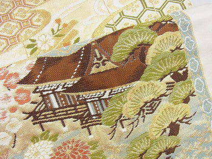 平和屋着物◎六通柄袋帯 唐織 風景屏風花文 金糸 逸品 BAAI5965jm
