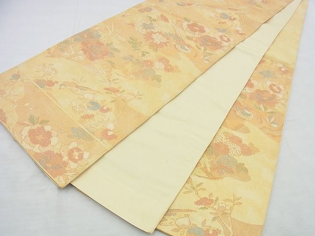 平和屋着物◎西陣 宮田織物謹製 六通柄袋帯 花鳥文 金糸 逸品 BAAI5952jm