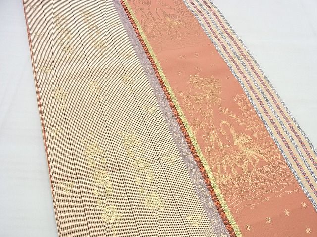 平和屋着物◎六通柄袋帯 琳派花鳥間道 金糸 逸品 BAAI5970jm