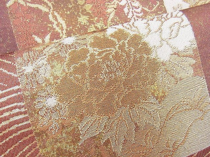 平和屋着物◎六通柄袋帯 短冊花鳥文 金糸 逸品 BAAI5971jm