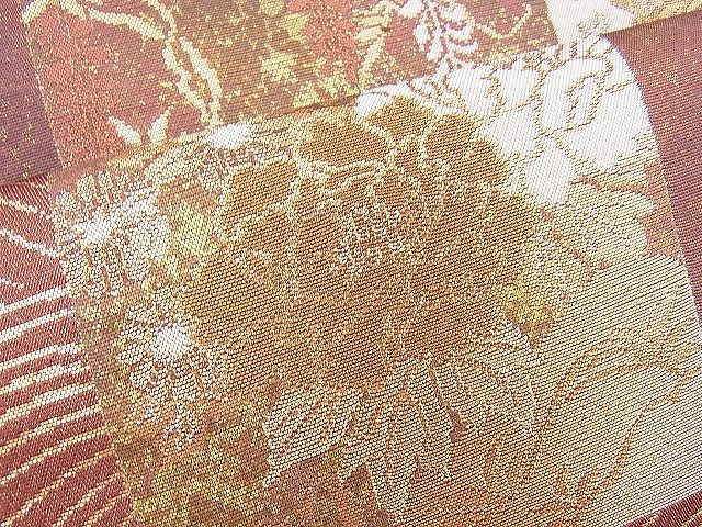 平和屋着物◎六通柄袋帯 短冊花鳥文 金糸 逸品 BAAI5971jm