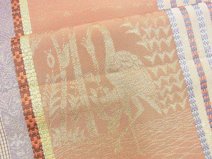 平和屋着物◎六通柄袋帯 琳派花鳥間道 金糸 逸品 BAAI5970jm