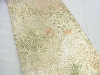 平和屋着物◎佐賀錦 六通柄袋帯 名勝風景文 金糸 逸品 BAAI5993jm