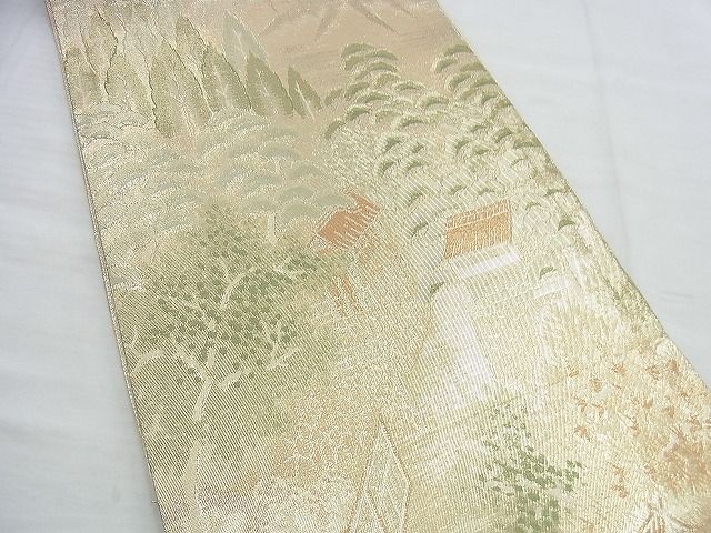 平和屋着物◎佐賀錦 六通柄袋帯 名勝風景文 金糸 逸品 BAAI5993jm