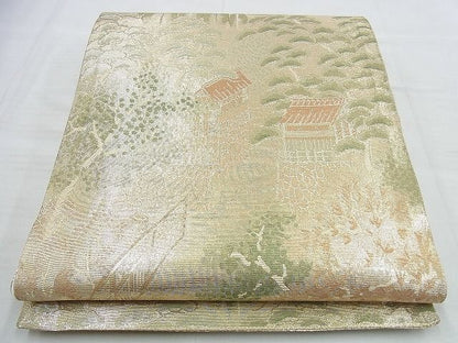 平和屋着物◎佐賀錦 六通柄袋帯 名勝風景文 金糸 逸品 BAAI5993jm