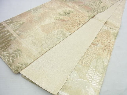 平和屋着物◎佐賀錦 六通柄袋帯 名勝風景文 金糸 逸品 BAAI5993jm