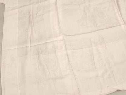 平和屋着物■長襦袢　袷　立波扇面草花地紋　正絹　逸品　AAAJ2818Abw