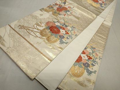 平和屋着物◎六通柄袋帯 唐織 花車文 金糸 逸品 CAAG5390ak