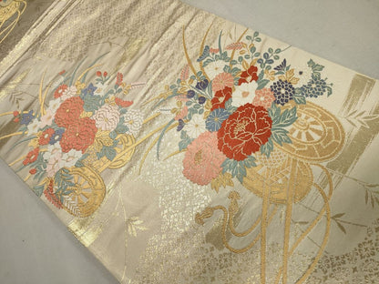平和屋着物◎六通柄袋帯 唐織 花車文 金糸 逸品 CAAG5390ak