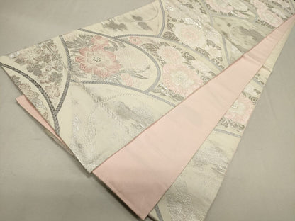 平和屋着物◎六通柄袋帯 唐織 花文 銀糸 逸品 CAAG5397ak