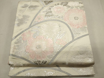 平和屋着物◎六通柄袋帯 唐織 花文 銀糸 逸品 CAAG5397ak