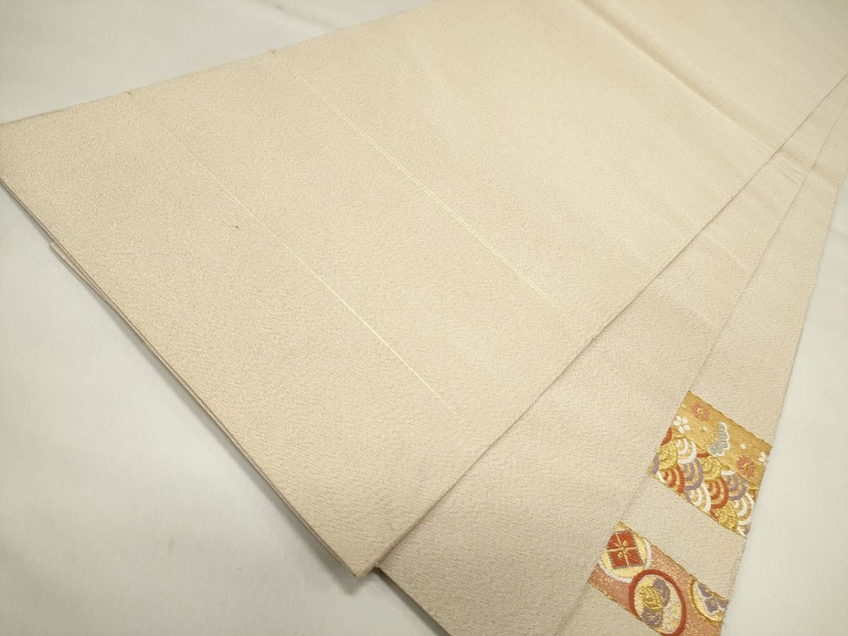 平和屋着物◎太鼓柄袋帯 綴れ 風景飛鶴花文 金糸 逸品 CAAG5446ak